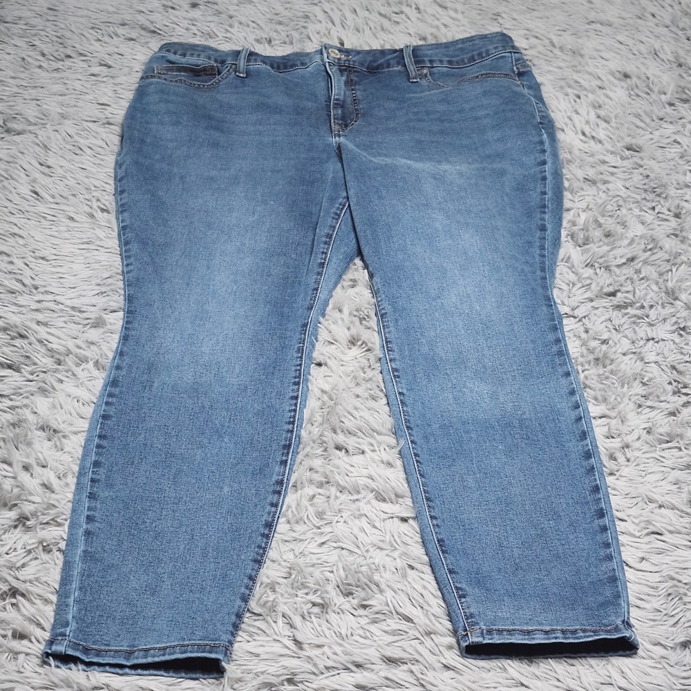 Terra & Sky Skinny Jeans Womens 16W Petite Blue Denim Stretch Casual Medium Wash